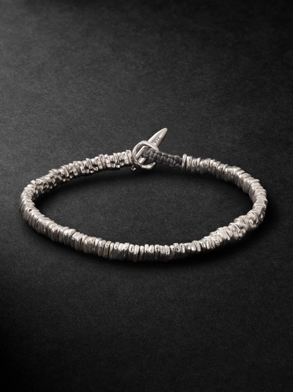 Meander Cord and Sterling Silver Beaded Bracelet