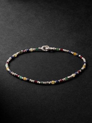 Percep Sterling Silver Agate Beaded Bracelet