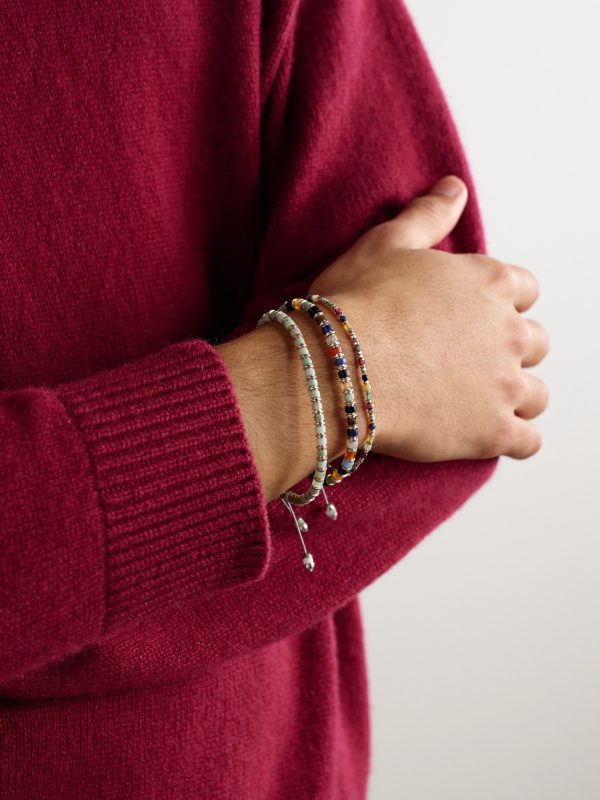 Sapet Sterling Silver Chrysoprase Beaded Bracelet - E1 Sapet Sterling Silver Chrysoprase Beaded Bracelet - E1