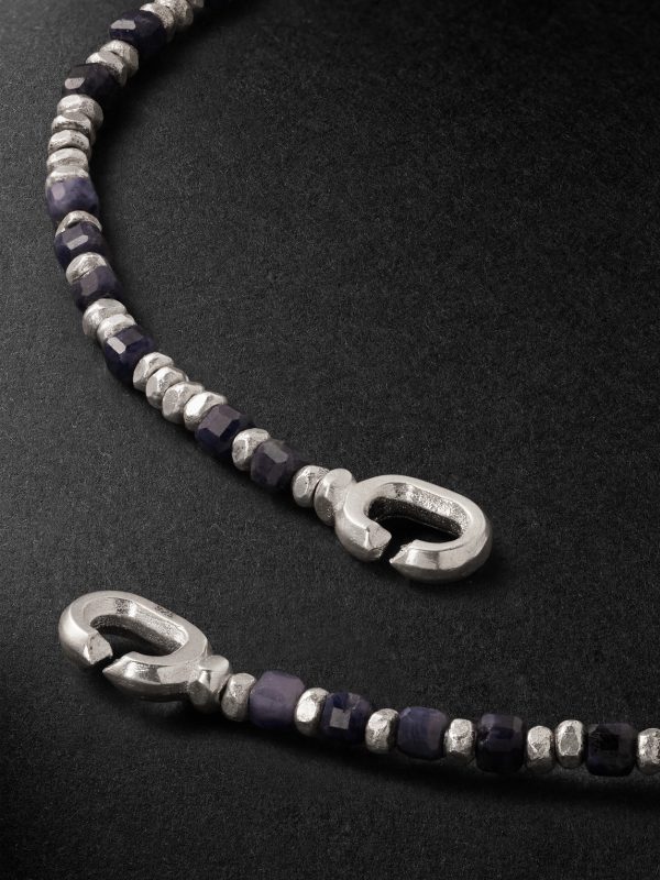 Percep Two Sterling Silver, Sapphire and Lapis Lazuli Beaded Wrap Bracelet - BK