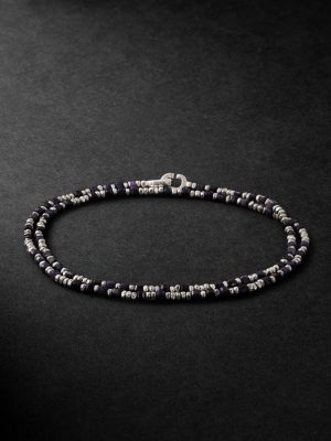 Percep Two Sterling Silver, Sapphire and Lapis Lazuli Beaded Wrap Bracelet