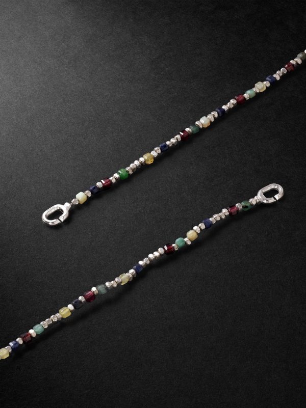 Percep Convertible Sterling Silver Multi-Stone Beaded Necklace - BK Percep Convertible Sterling Silver Multi-Stone Beaded Necklace - BK