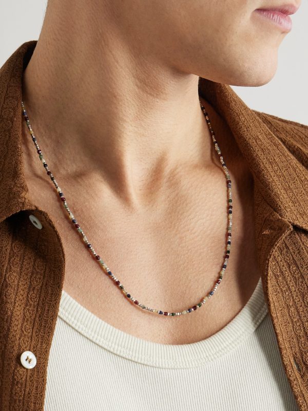 Percep Convertible Sterling Silver Multi-Stone Beaded Necklace - FR Percep Convertible Sterling Silver Multi-Stone Beaded Necklace - FR