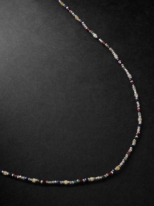 Percep Convertible Sterling Silver Multi-Stone Beaded Necklace Percep Convertible Sterling Silver Multi-Stone Beaded Necklace
