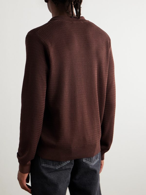 Textured Cotton and Silk-Blend Polo Shirt - BK Textured Cotton and Silk-Blend Polo Shirt - BK