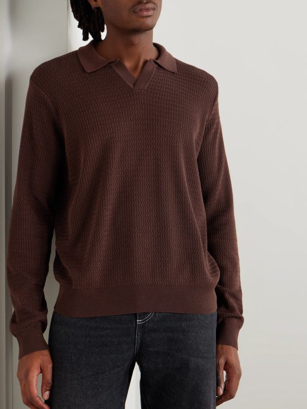 Textured Cotton and Silk-Blend Polo Shirt - FR Textured Cotton and Silk-Blend Polo Shirt - FR