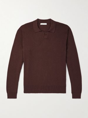 Textured Cotton and Silk-Blend Polo Shirt Textured Cotton and Silk-Blend Polo Shirt