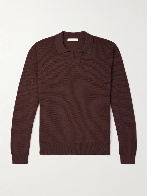 Textured Cotton and Silk-Blend Polo Shirt Textured Cotton and Silk-Blend Polo Shirt