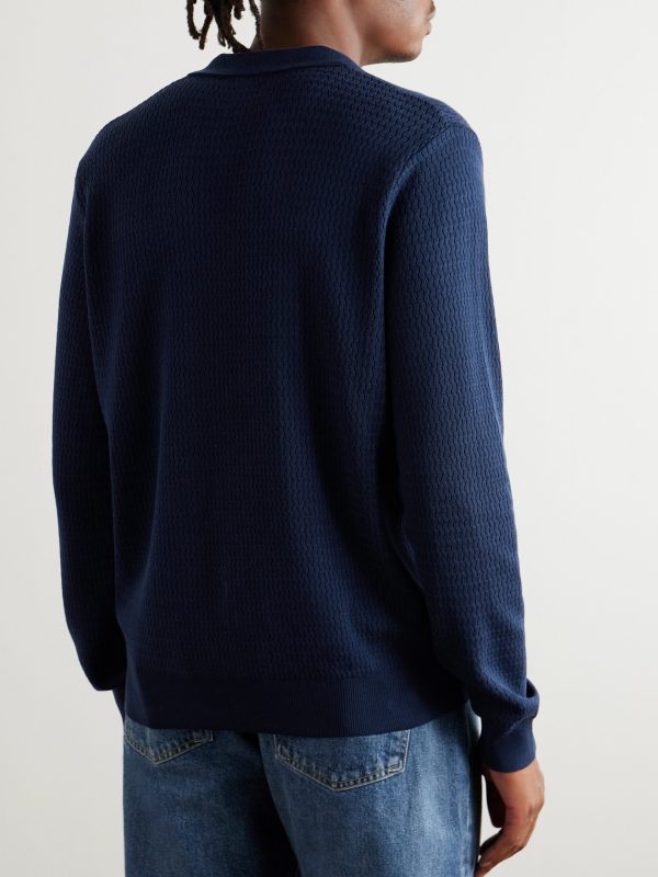 Textured Cotton and Silk-Blend Polo Shirt - BK Textured Cotton and Silk-Blend Polo Shirt - BK