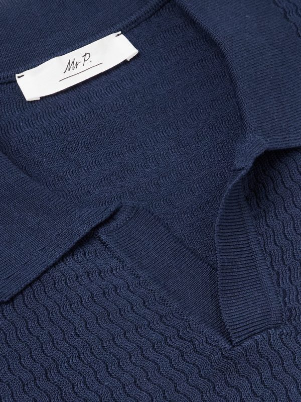 Textured Cotton and Silk-Blend Polo Shirt - CU Textured Cotton and Silk-Blend Polo Shirt - CU