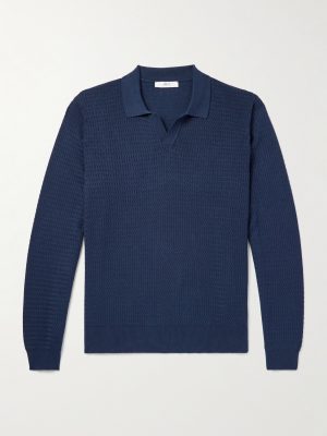 Textured Cotton and Silk-Blend Polo Shirt Textured Cotton and Silk-Blend Polo Shirt