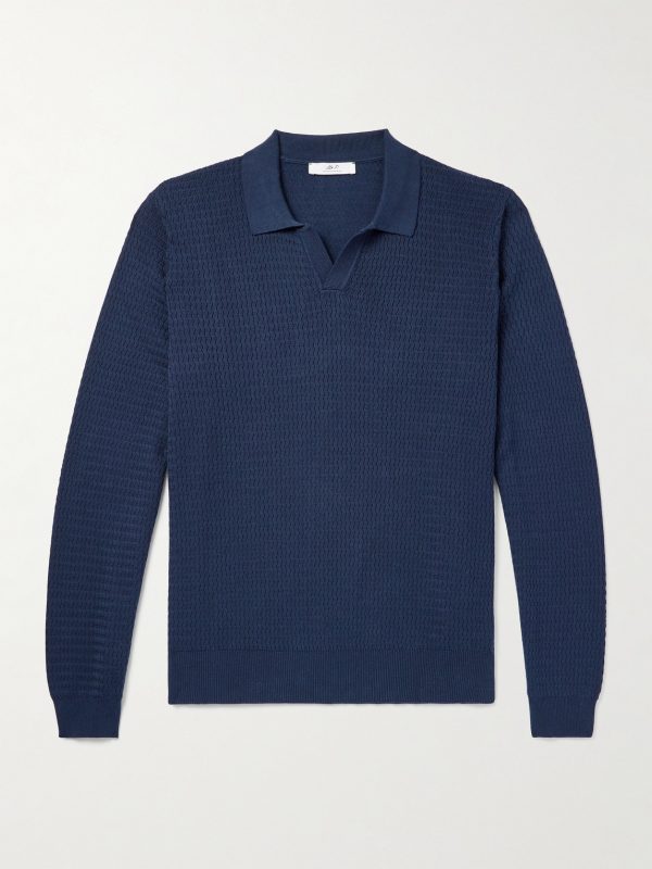 Textured Cotton and Silk-Blend Polo Shirt Textured Cotton and Silk-Blend Polo Shirt