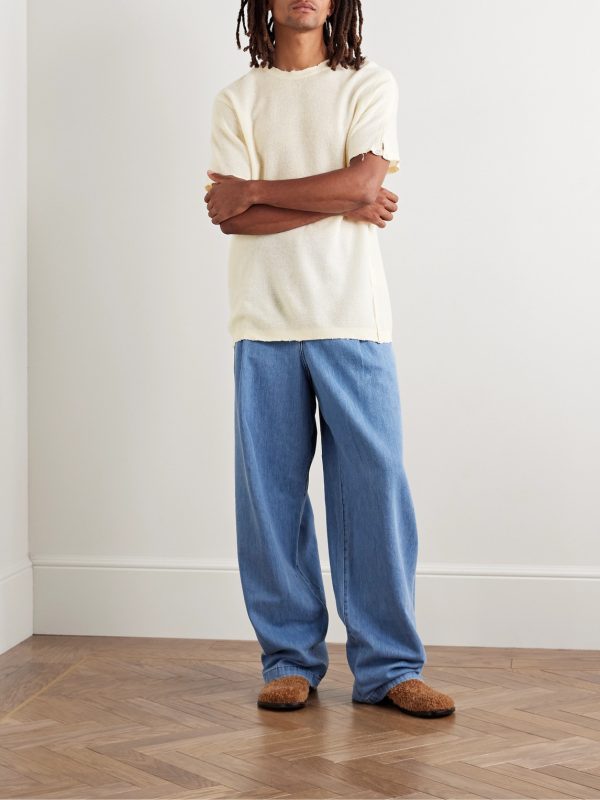 Bubble Distressed Cashmere-Gauze T-Shirt - OU Bubble Distressed Cashmere-Gauze T-Shirt - OU