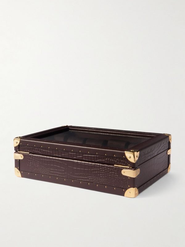 10-Piece Croc-Effect Leather Watch Box - BK 10-Piece Croc-Effect Leather Watch Box - BK