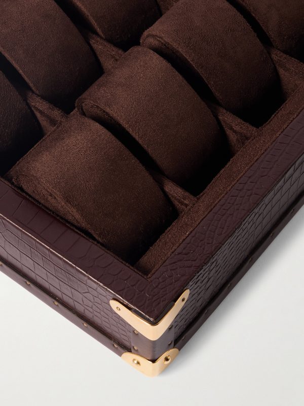 10-Piece Croc-Effect Leather Watch Box - CU 10-Piece Croc-Effect Leather Watch Box - CU