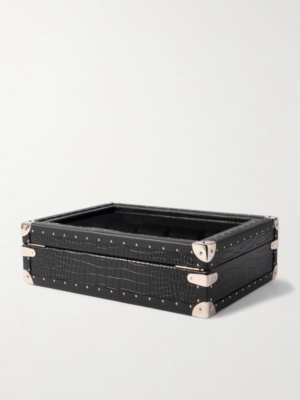 10-Piece Croc-Effect Leather Watch Box - BK 10-Piece Croc-Effect Leather Watch Box - BK