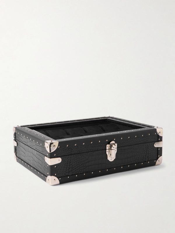 10-Piece Croc-Effect Leather Watch Box - E1 10-Piece Croc-Effect Leather Watch Box - E1