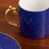 Lapis Set of Two Gold-Plated Porcelain Espresso Cups and Saucers - CU