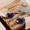 Lapis Set of Two Gold-Plated Porcelain Espresso Cups and Saucers - OU