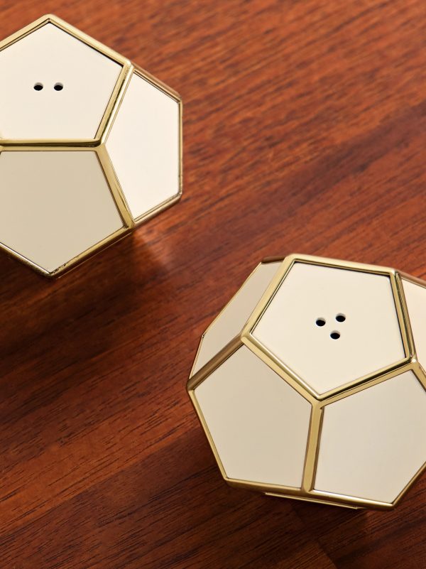 Pentagon Spice Jewels Enamel and Gold-Plated Salt and Pepper Shakers - CU Pentagon Spice Jewels Enamel and Gold-Plated Salt and Pepper Shakers - CU