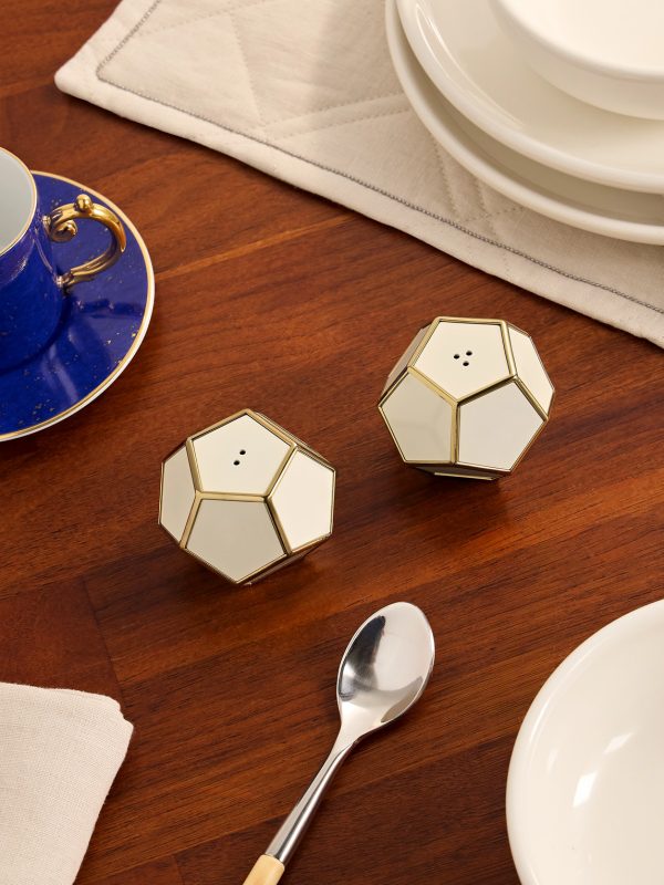 Pentagon Spice Jewels Enamel and Gold-Plated Salt and Pepper Shakers - OU Pentagon Spice Jewels Enamel and Gold-Plated Salt and Pepper Shakers - OU