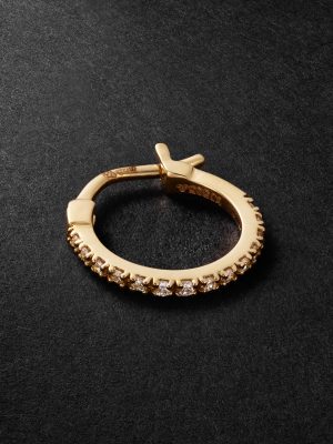 Luna Spectra Small 14-Karat Gold Diamond Single Hoop Earring Luna Spectra Small 14-Karat Gold Diamond Single Hoop Earring