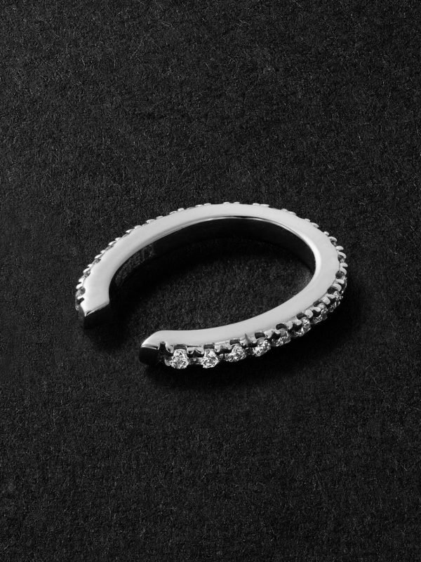 Luna Spectra Oval 14-Karat White Gold Diamond Ear Cuff - BK