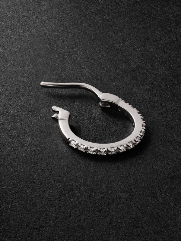 Luna Spectra Small White Gold Diamond Single Hoop Earring - BK Luna Spectra Small White Gold Diamond Single Hoop Earring - BK
