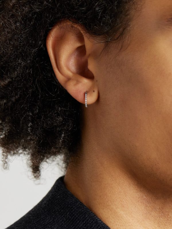 Luna Spectra Small White Gold Diamond Single Hoop Earring - FR Luna Spectra Small White Gold Diamond Single Hoop Earring - FR