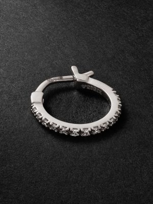 Luna Spectra Small White Gold Diamond Single Hoop Earring Luna Spectra Small White Gold Diamond Single Hoop Earring