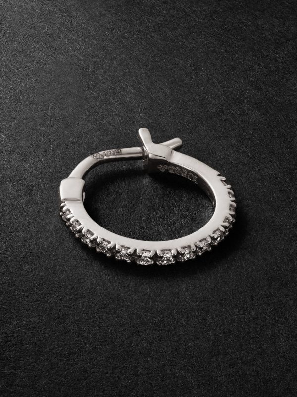 Luna Spectra Small White Gold Diamond Single Hoop Earring Luna Spectra Small White Gold Diamond Single Hoop Earring