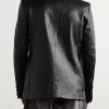 Slim-Fit Crinkled-Leather Blazer - BK