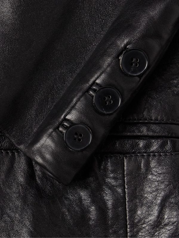 Slim-Fit Crinkled-Leather Blazer - CU