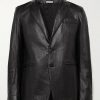 Slim-Fit Crinkled-Leather Blazer