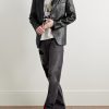 Slim-Fit Crinkled-Leather Blazer - OU
