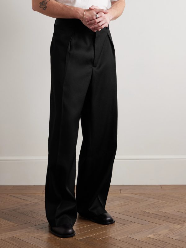 Boiler Room Wide-Leg Pleated Virgin Wool-Gabardine Trousers - FR Boiler Room Wide-Leg Pleated Virgin Wool-Gabardine Trousers - FR