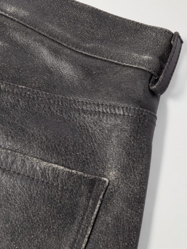 Slim-Fit Straight-Leg Distressed Leather Trousers - CU Slim-Fit Straight-Leg Distressed Leather Trousers - CU