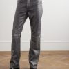Slim-Fit Straight-Leg Distressed Leather Trousers - FR Slim-Fit Straight-Leg Distressed Leather Trousers - FR
