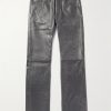 Slim-Fit Straight-Leg Distressed Leather Trousers Slim-Fit Straight-Leg Distressed Leather Trousers