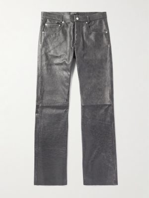 Slim-Fit Straight-Leg Distressed Leather Trousers Slim-Fit Straight-Leg Distressed Leather Trousers