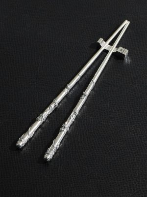 Engraved Silver Chopsticks and Hashioki