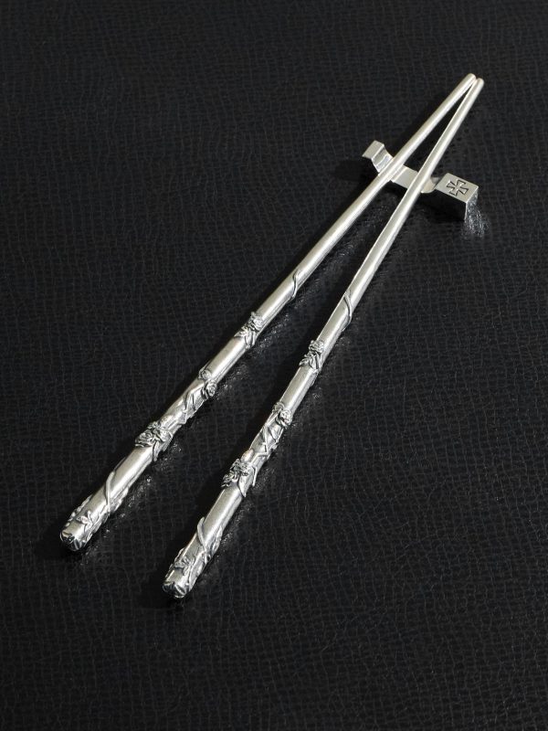 Engraved Silver Chopsticks and Hashioki Engraved Silver Chopsticks and Hashioki