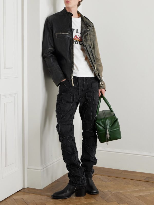 Collage 5001 Slim-Fit Frayed Patchwork Jeans - OU Collage 5001 Slim-Fit Frayed Patchwork Jeans - OU