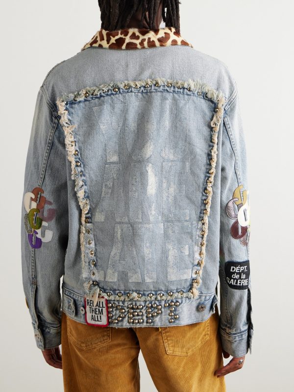 Headline Logo-Appliquéd Printed Denim Jacket - BK Headline Logo-Appliquéd Printed Denim Jacket - BK
