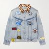 Headline Logo-Appliquéd Printed Denim Jacket Headline Logo-Appliquéd Printed Denim Jacket