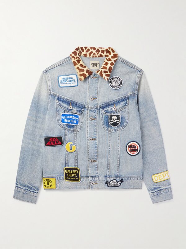 Headline Logo-Appliquéd Printed Denim Jacket Headline Logo-Appliquéd Printed Denim Jacket