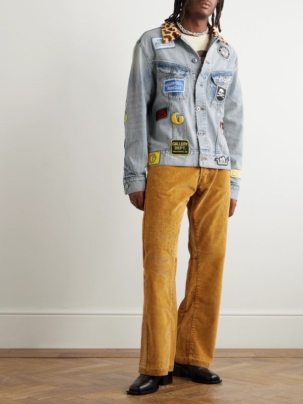 Headline Logo-Appliquéd Printed Denim Jacket - OU Headline Logo-Appliquéd Printed Denim Jacket - OU