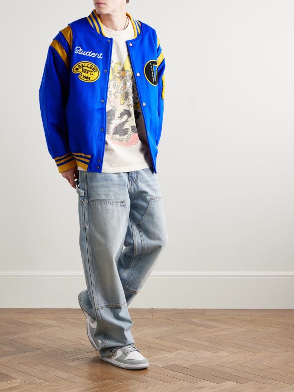 Logo-Embroidered Appliquéd Leather-Trimmed Wool-Blend Felt Varsity Jacket - OU