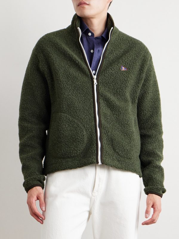 Logo-Embroidered Wool-Blend Bouclé Jacket - FR Logo-Embroidered Wool-Blend Bouclé Jacket - FR