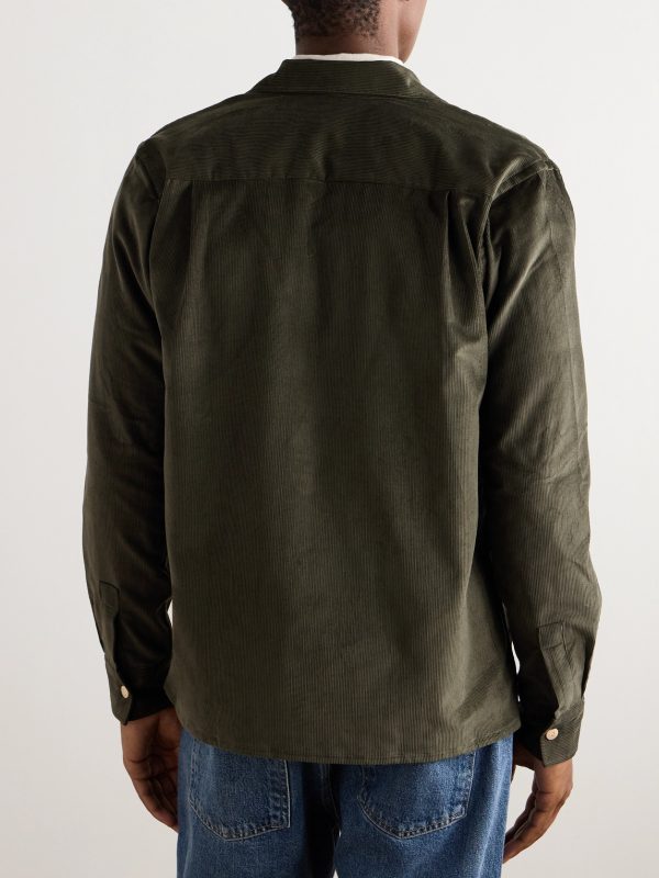Convertible-Collar Cotton-Corduroy Shirt - BK Convertible-Collar Cotton-Corduroy Shirt - BK
